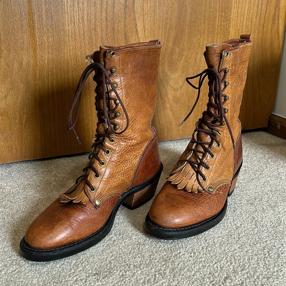 RARE Vintage Handcrafted J Chisholm two tone logger packer boot - Picture 1 of 16